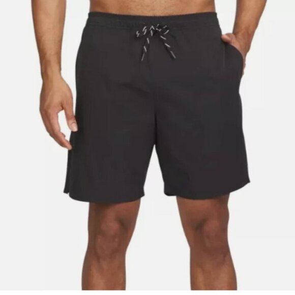 NEW Lands' End Mens M Black Swim Shorts With UPF 50 Quick Dry & Built-In Boxer - Picture 1 of 10